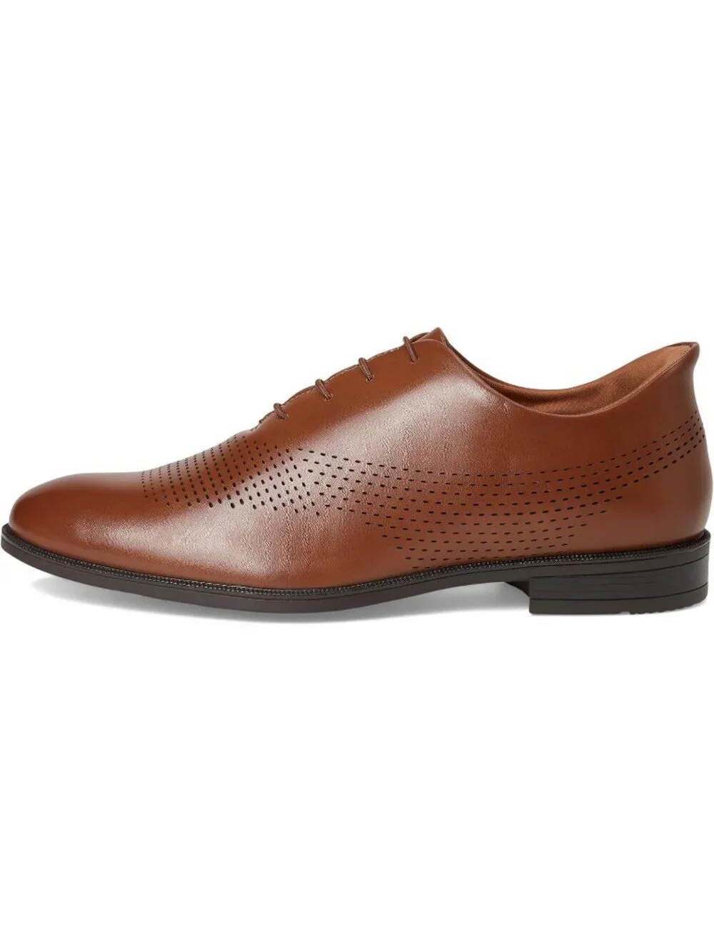 Marc Joseph Men's Cognac Napa Leather Closed Toe Casual Oxford Block Heel Shoes